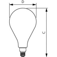 Dimension Drawing (with table) - LED giant 20W E27 A160 1800K smoky D
