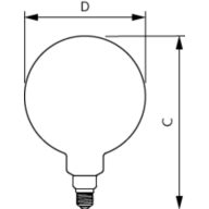Dimension Drawing (with table) - LED giant 20W E27 G200 1800K smoky D