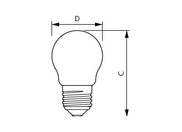Dimension Drawing (with table) - CorePro LEDLusterND6.5-60W P45 E27840FRG