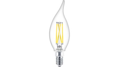LED Vela de filamento transparente de 60 W BA11 E12 x3
