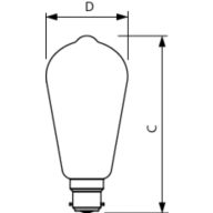 Dimension Drawing (with table) - LEDclassic 6W ST64 2700K B22 D CL AU