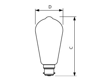 Dimension Drawing (with table) - LEDclassic 6W ST64 2700K B22 D CL AU