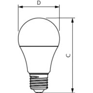 Dimension Drawing (with table) - LEDBulb 9W E27 6500K W 1PF/40 BR