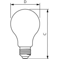 Dimension Drawing (with table) - LED classic 150W A67 E27 WW FR NDRFSRT4
