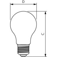 Dimension Drawing (with table) - MAS LEDBulbND7.3-100W E27 827 A60 FR GUE