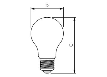 Dimension Drawing (with table) - MAS VLE LEDBulb D5.9-60W  E27 927 A60CLG