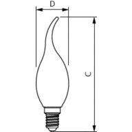 Dimension Drawing (with table) - MAS LEDCandleDT3.4-40W E14927 BA35CL G