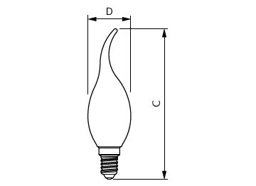 Dimension Drawing (with table) - MAS LEDCandleDT3.4-40W E14927 BA35CL G