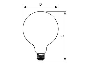 Dimension Drawing (with table) - LEDclassic 6W E27 2700K G120 D CL AU