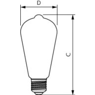 Dimension Drawing (with table) - MAS LEDBulbND4-60W E27 827 ST64 CL G UE