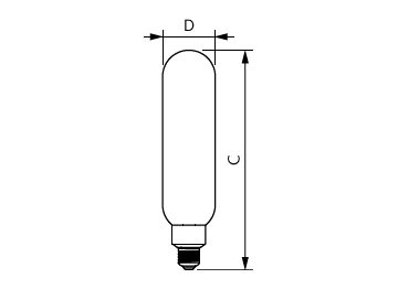 Dimension Drawing (with table) - LED classic-giant 40W E27 T65 GOLD DIM