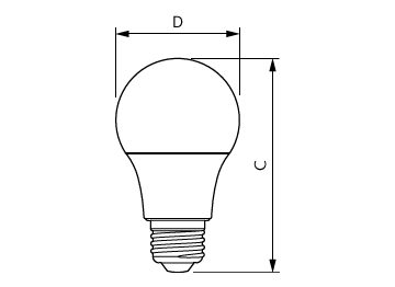 Dimension Drawing (with table) - 8.8A19/LED/950/FR/P/E26/ND/T20 6/1FB