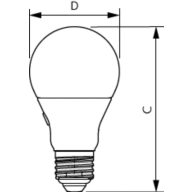 Dimension Drawing (with table) - LED D2D 60W A60 E27 WW FR ND SRT4