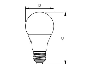 Dimension Drawing (with table) - LED D2D 60W A60 E27 CW FR ND SRT4