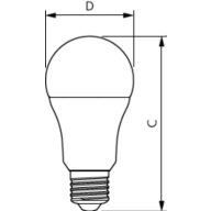 Dimension Drawing (with table) - ESS LEDBulb 14W E27 6500K HV 1PF/20 AR