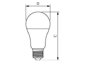 Dimension Drawing (with table) - ESS LEDBulb 14W E27 6500K HV 1PF/20 AR