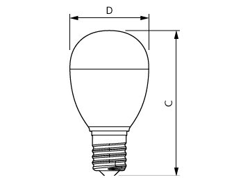 Dimension Drawing (with table) - ESS LEDBulb 6.5W E17 2700K 100V 2PF/6 JP