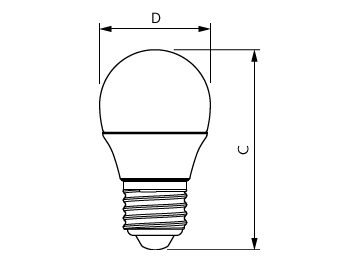 Dimension Drawing (with table) - EcoHome LEDBulb 4W E27 6500K G45 1PF AR
