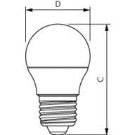 Dimension Drawing (with table) - LED 4W E27 6500K100-240V G16.5 3PK THD