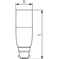 Dimension Drawing (with table) - LEDStick 9.5W B22 6500K 1PF/6 AU