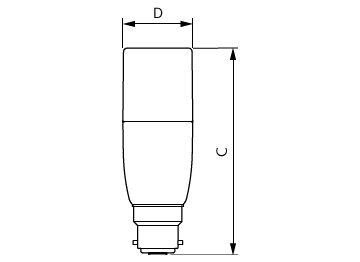 Dimension Drawing (with table) - LEDStick 9.5W B22 3000K 1PF/6 AU