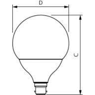 Dimension Drawing (with table) - LEDGlobe 10-75W G120 B22 WW 230V_AU