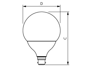 Dimension Drawing (with table) - LEDGlobe 10W G120 B22 WW 230V_AU