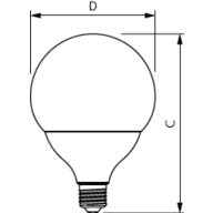 Dimension Drawing (with table) - LEDGlobe 10-75W G120 E27 WW 230V_AU
