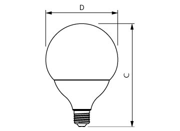 Dimension Drawing (with table) - LEDGlobe 10W G120 E27 WW 230V_AU
