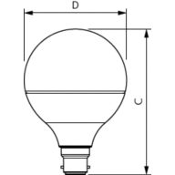 Dimension Drawing (with table) - LEDGlobe 7-60W G95 B22 WW 230V_AU