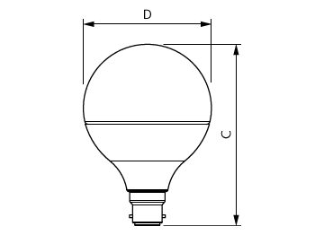 Dimension Drawing (with table) - LEDGlobe 7W G95 B22 WW 230V_AU