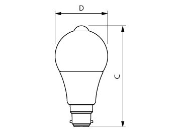 Dimension Drawing (with table) - LED Sensor 8W B22 WH FR 1PF/6 APR