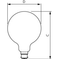 Dimension Drawing (with table) - LEDclassic 60W B22 2700K G120 D CL AU