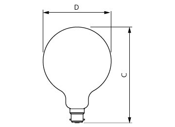 Dimension Drawing (with table) - LEDclassic 6W B22 2700K G120 D CL AU
