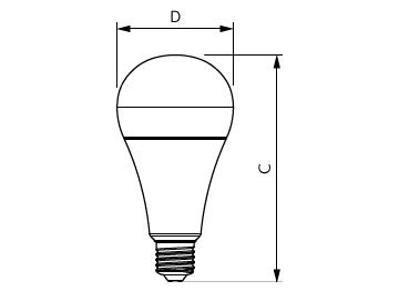 Dimension Drawing (with table) - LEDBulb 18W E27 6500K W A23 1PF/6 MX