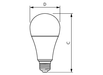Dimension Drawing (with table) - LEDBulb 22W E27 6500K W A25 1PF/6 MX