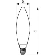 Dimension Drawing (with table) - MAS LEDCandleND2.3-40W E14 840 B35CL GUE