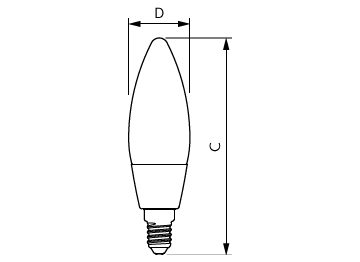 Dimension Drawing (with table) - MAS LEDCandleND2.3-40W E14 840 B35CL GUE