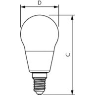Dimension Drawing (with table) - MAS LEDLusterND2.3-40W E14 840 P45CL GUE