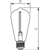 Dimension Drawing (with table) - LEDclassic 11W ST64 E27 smoky ND RFSRT4