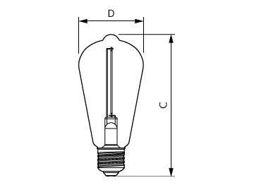 Dimension Drawing (with table) - LEDclassic 11W ST64 E27 smoky ND RFSRT4