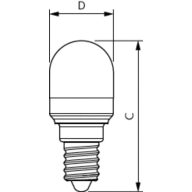 Dimension Drawing (with table) - Corepro LED T25 ND 1.7-15W E14 827
