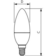 Dimension Drawing (with table) - LEDcandle DT 6-40W E14 B38 CL CN