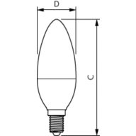 Dimension Drawing (with table) - CorePro candle ND 7-60W E14 827 B38 FR
