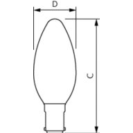 Dimension Drawing (with table) - LEDclassic 40W B35 2700K B15 D CL AU