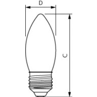 Dimension Drawing (with table) - MAS LEDCandleDT3.4-40W E27 927 B35CL G