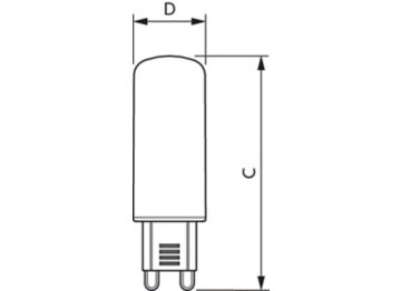 Dimension Drawing (with table) - CorePro LEDcapsule ND 4.8-60W G9 827