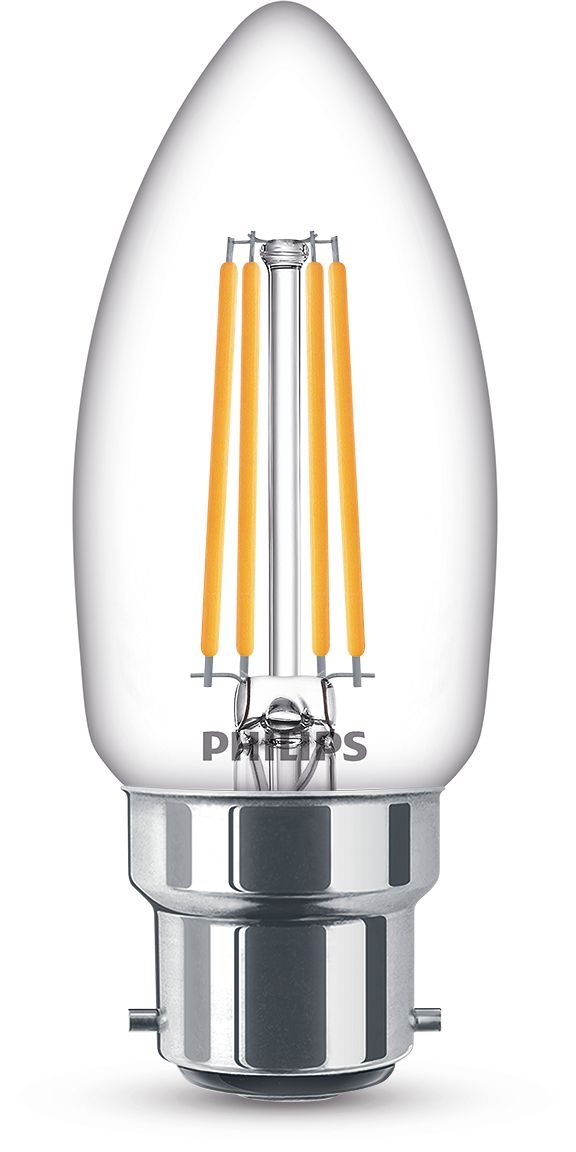 LED Filament Candle Clear 40W B35 B22 x3 | 8718699718398 | Philips lighting