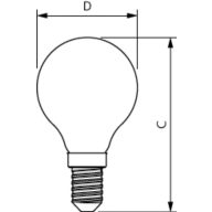 Dimension Drawing (with table) - CorePro LEDLusterND6.5-60W P45 E14840CLG