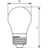 Dimension Drawing (with table) - CorePro LEDLusterND6.5-60W P45 E27827CLG